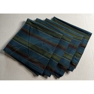 Crate And Barrel Navajo Stripe Green Blue Napkins Set Of 4   21" x 21"